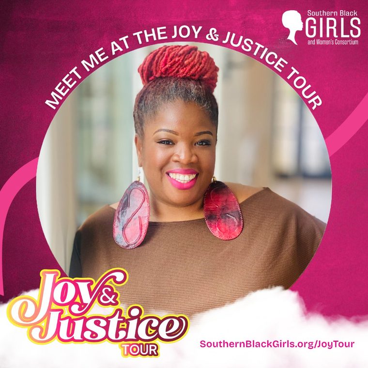 Example Joy and Justice Tour social media frame reading Meet Me at the Joy and Justice Tour